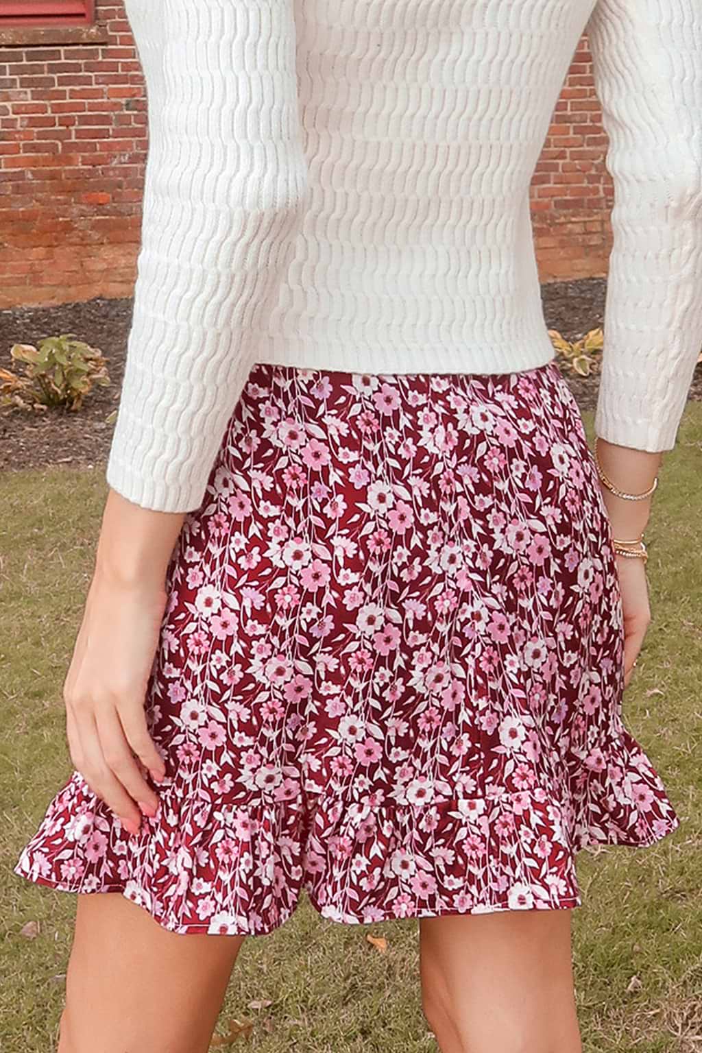 Ditsy Floral Print Ruffled Mini Skirt
