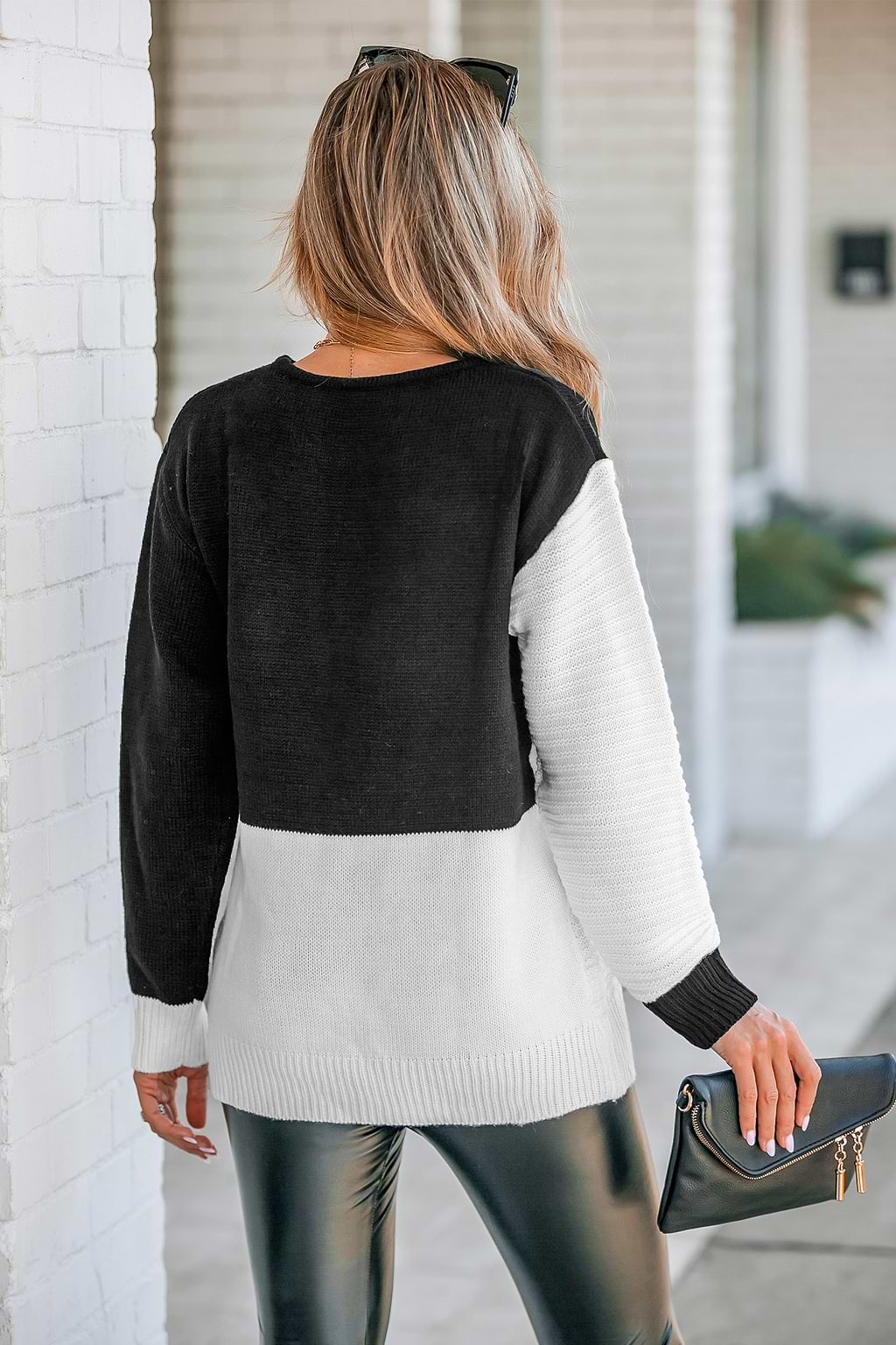 Colorblock Crochet Drop Sleeve Sweater