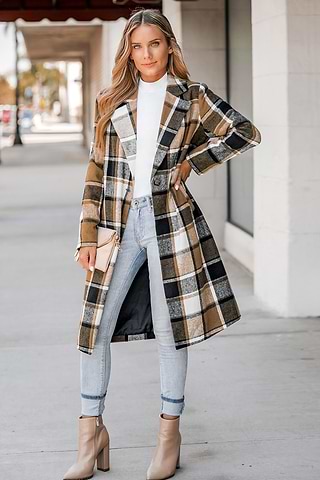 Essentiel Antwerp GrÃ¼n Karierter Mantel Teddy Mantel Aus Wolle L