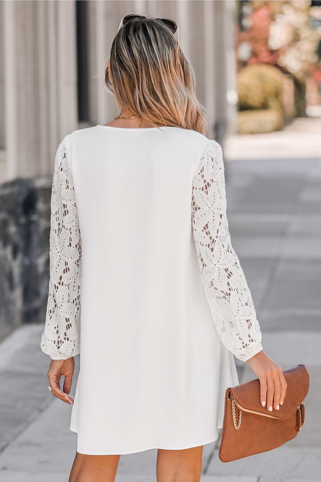 Floral Lace Scalloped V-Neck Dress