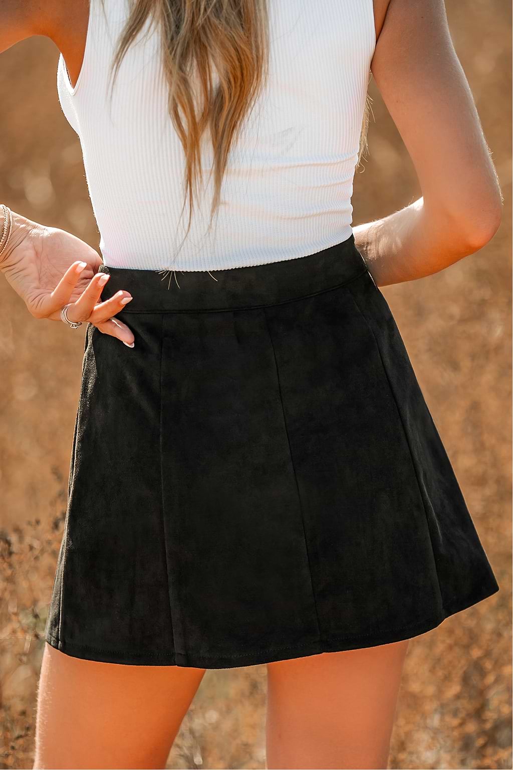 Onyx High Waist Buttoned Mini Skirt