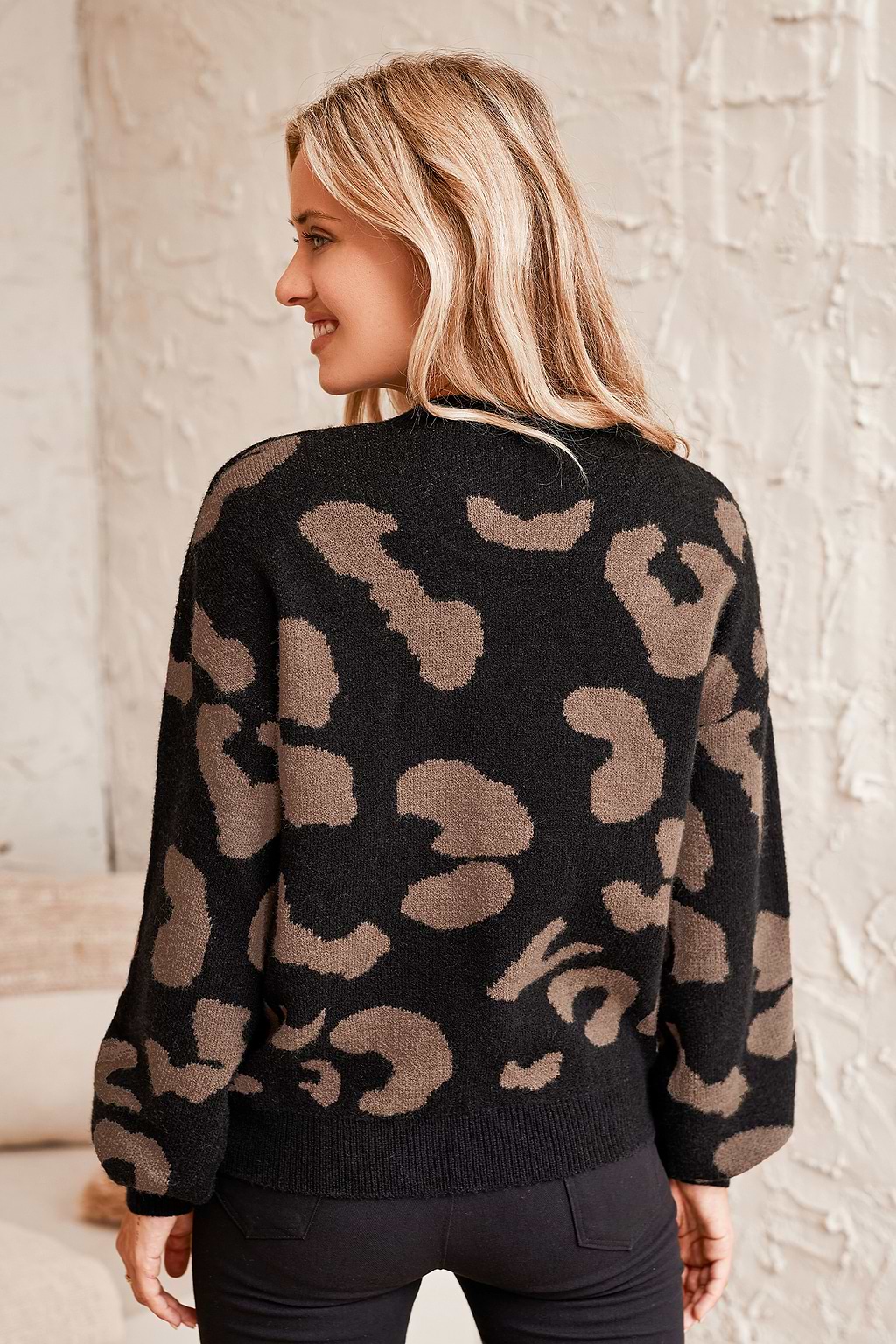 Leopard Print Drop Sleeve Sweater