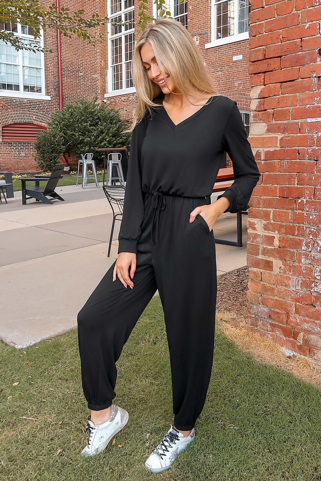 Shadow Cutout V-Neck Jogger Jumpsuit