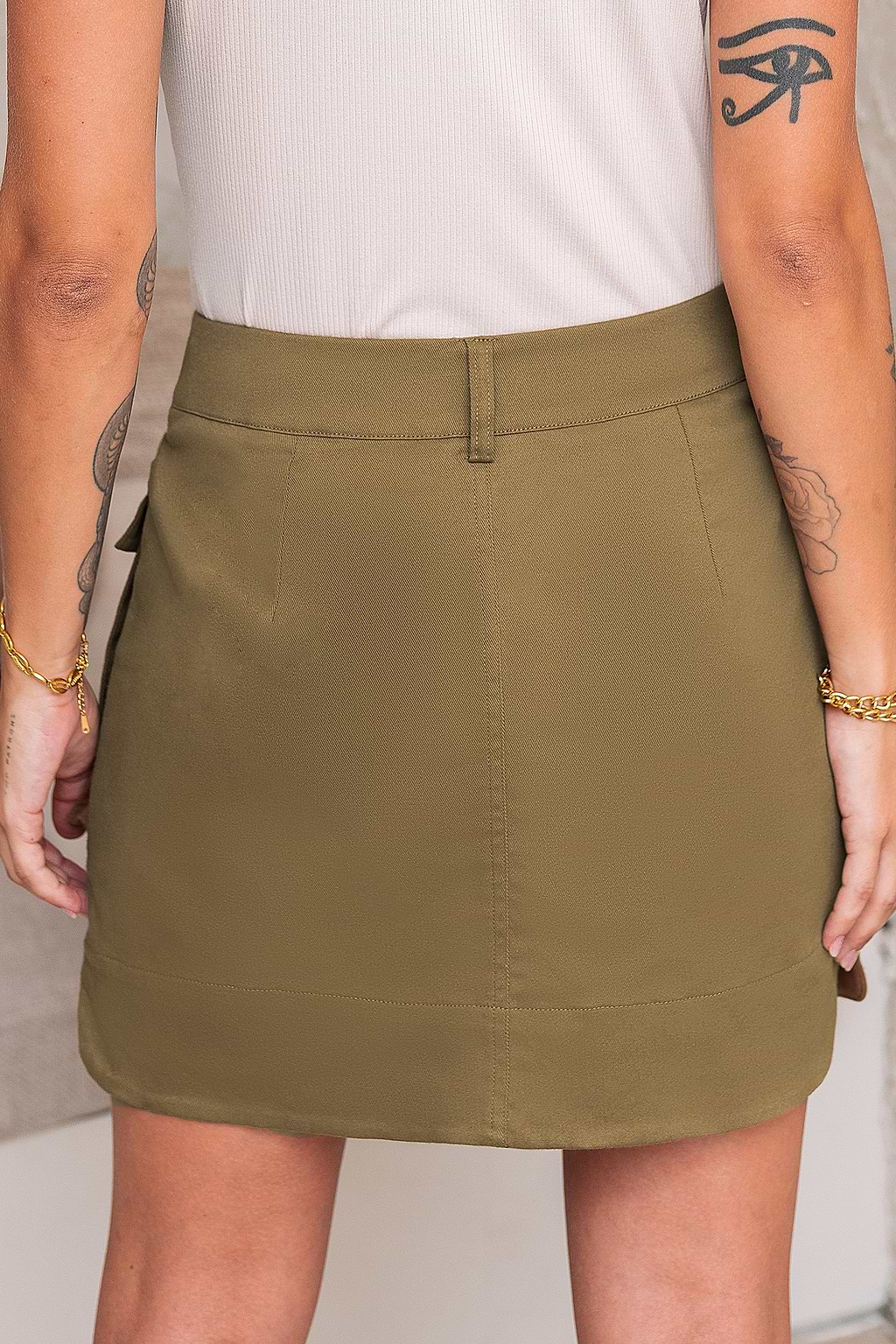 High Waist Mini Cargo Skirt