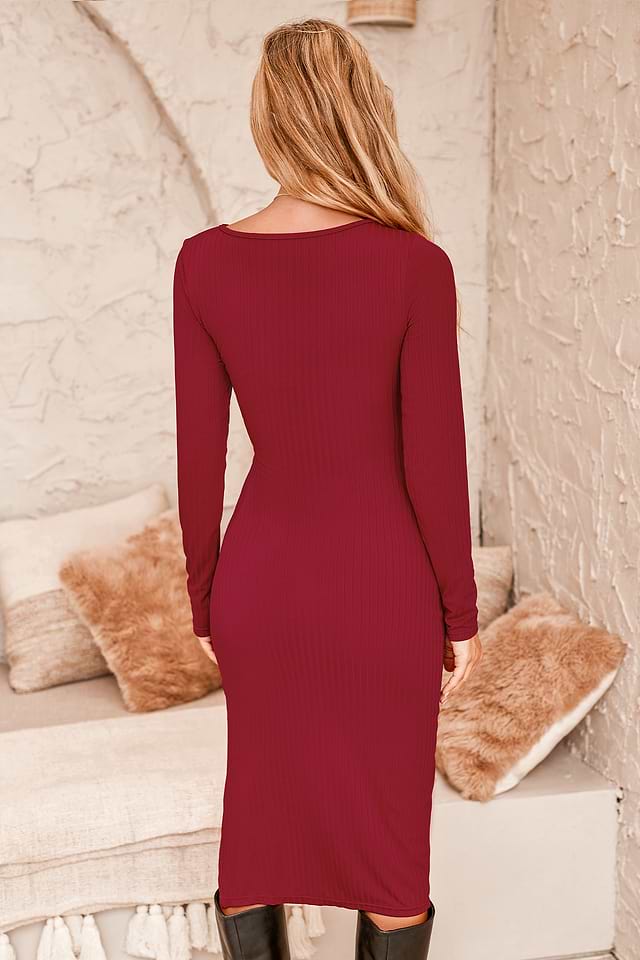 crimson bodycon dress Elora Crimson Sequin Beaded Keyhole Maxi Dress