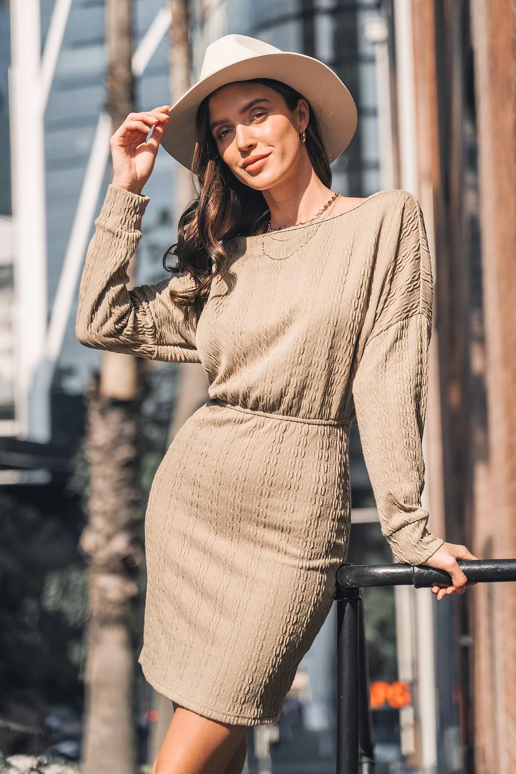 Cable Knit Drop Sleeve Mini Dress
