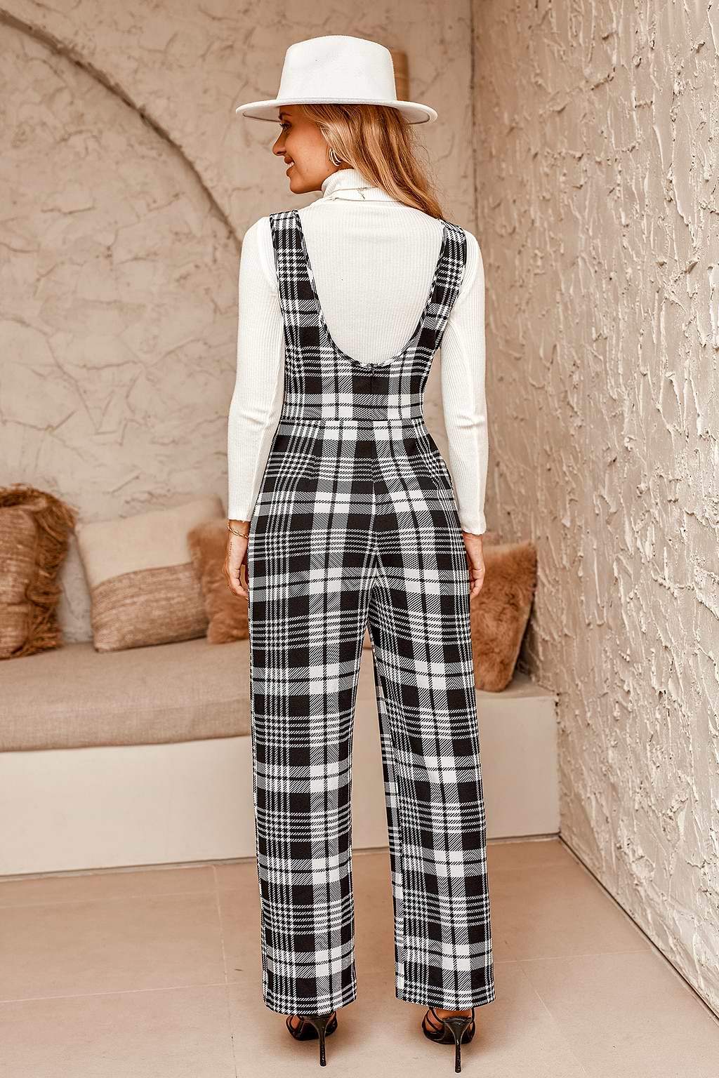 Plaid Overall Jumpsuit