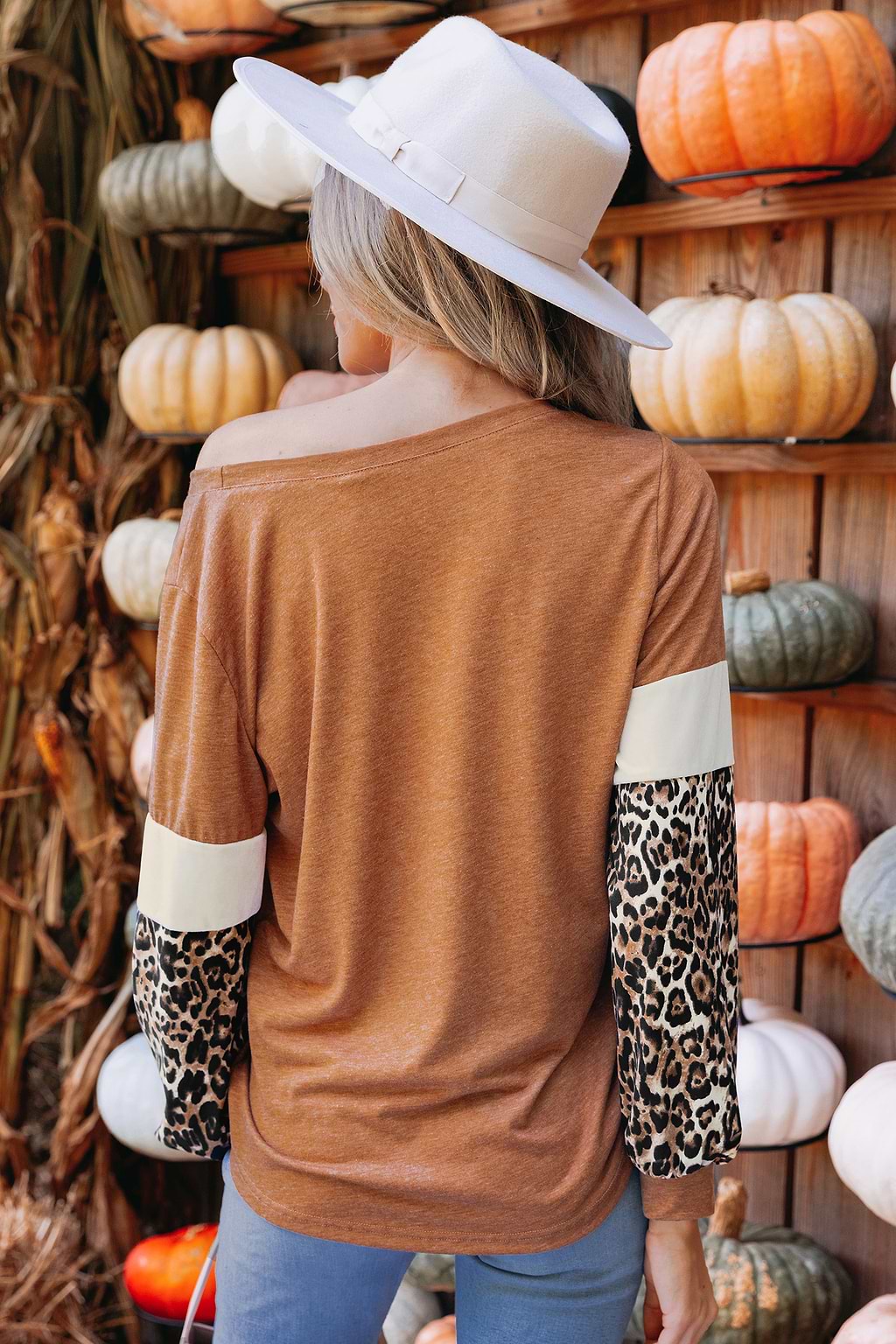Leopard Print Colorblock Long Sleeve Tee