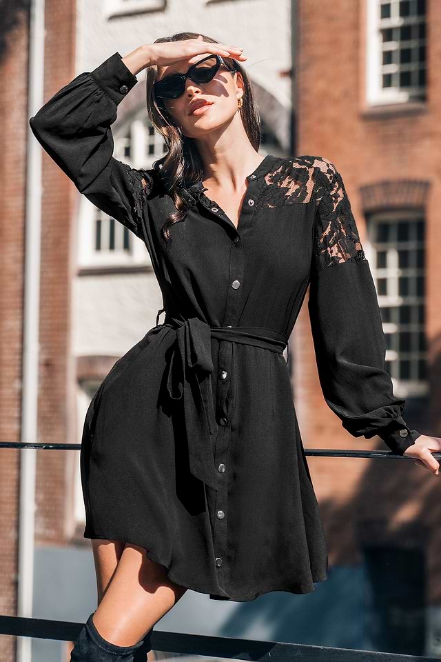 chinese dress ladies Farm Rio Belle Garden Black Mini Dress main image 1