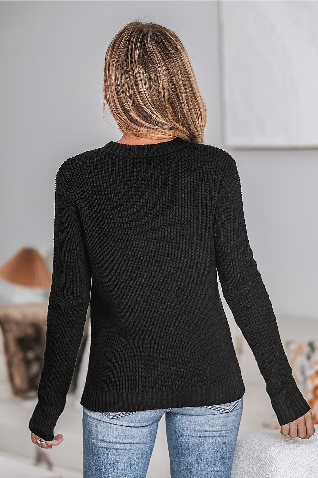 Onyx Ribbed Cutout Sweater