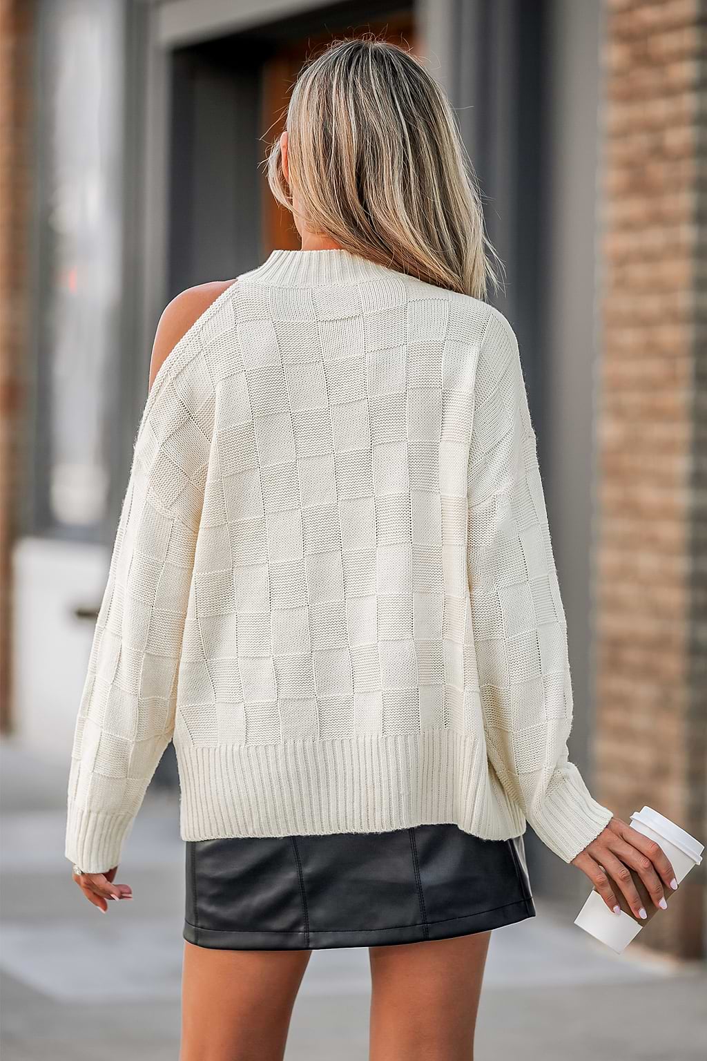 Shadow Checker Cutout Sweater