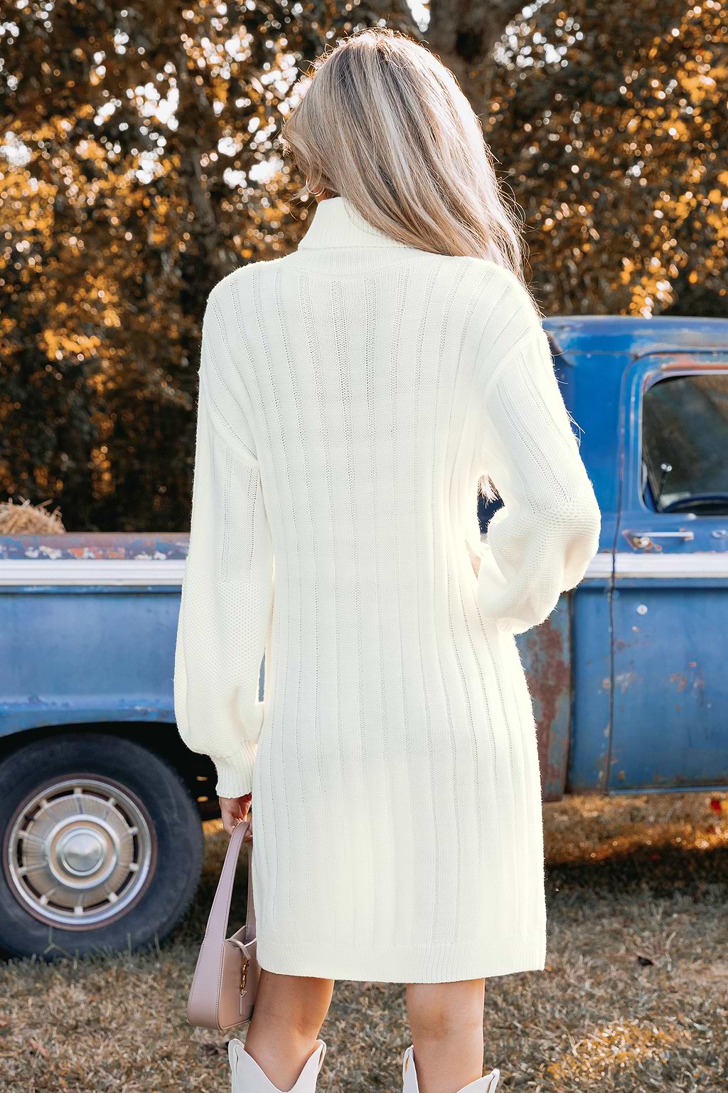 Ribbed Turtleneck Sweater Dress