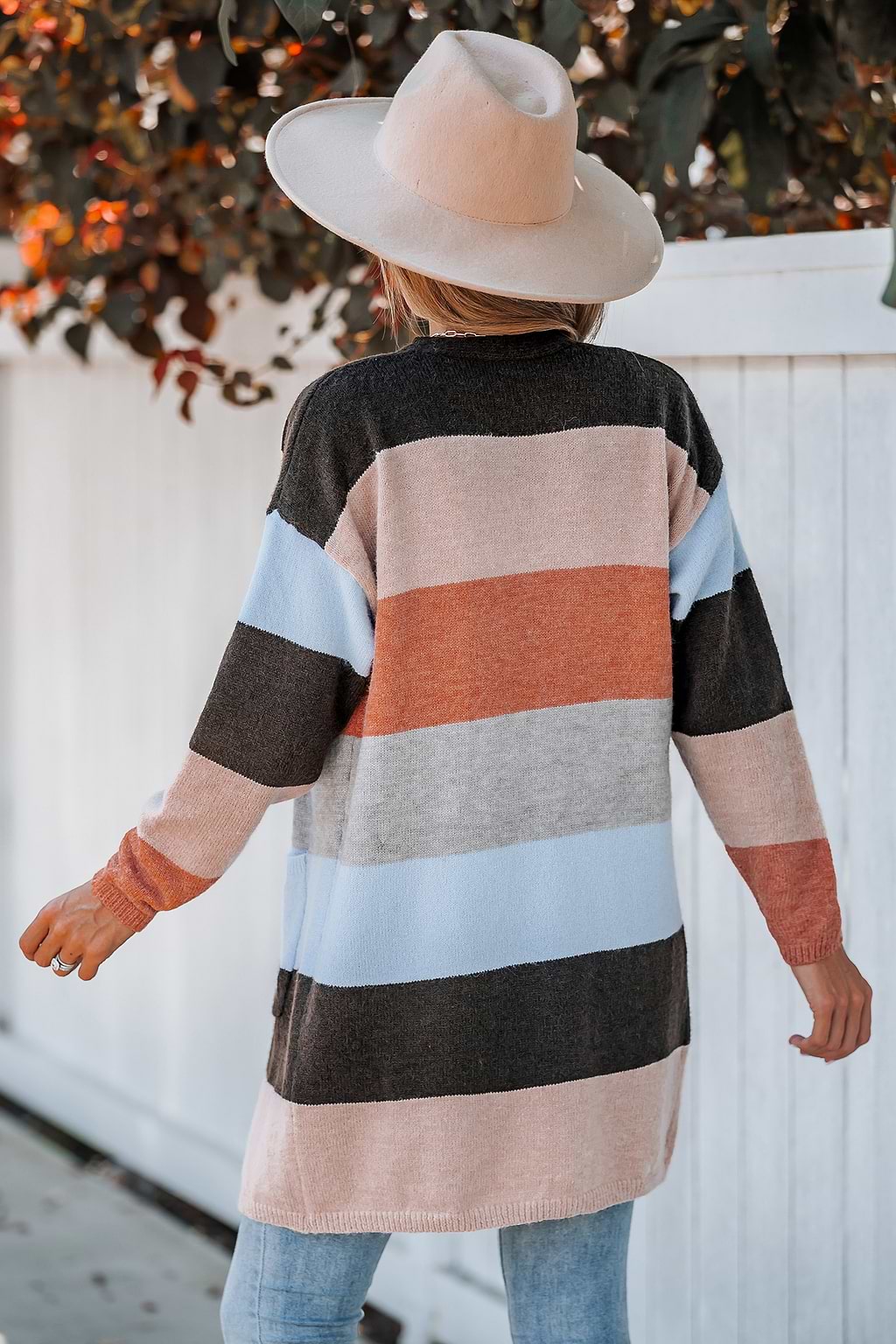 Striped Open-Front Cardigan