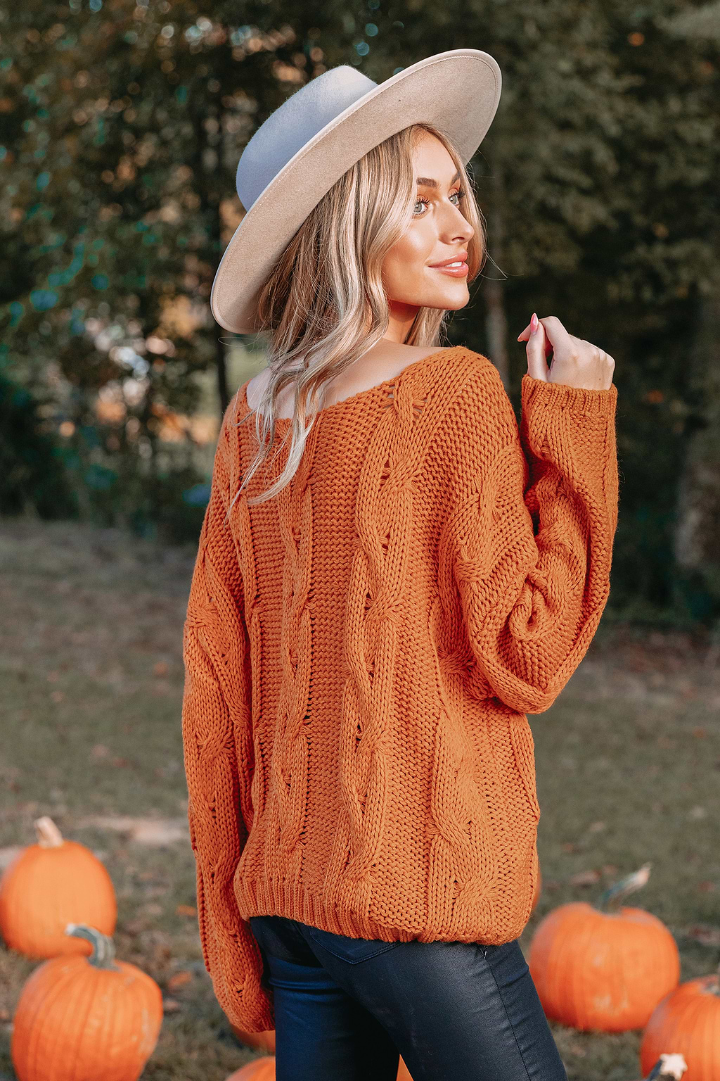 Cable Knit One-Shoulder Sweater