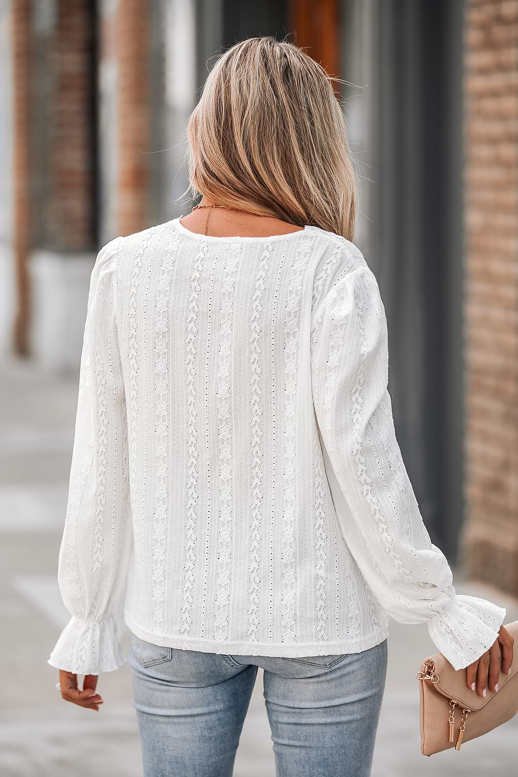 Floral Lace Trumpet Sleeve Top
