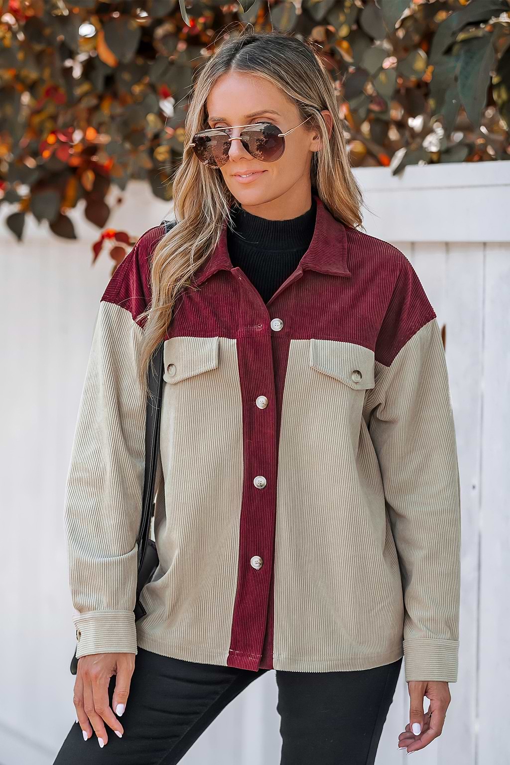 Chaqueta de pana con botones en bloques de color