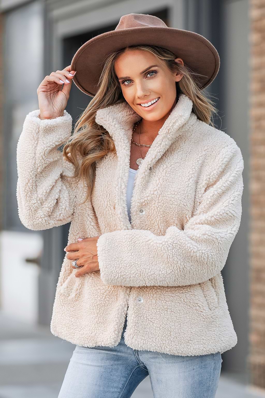Giubbotto in shearling sintetico