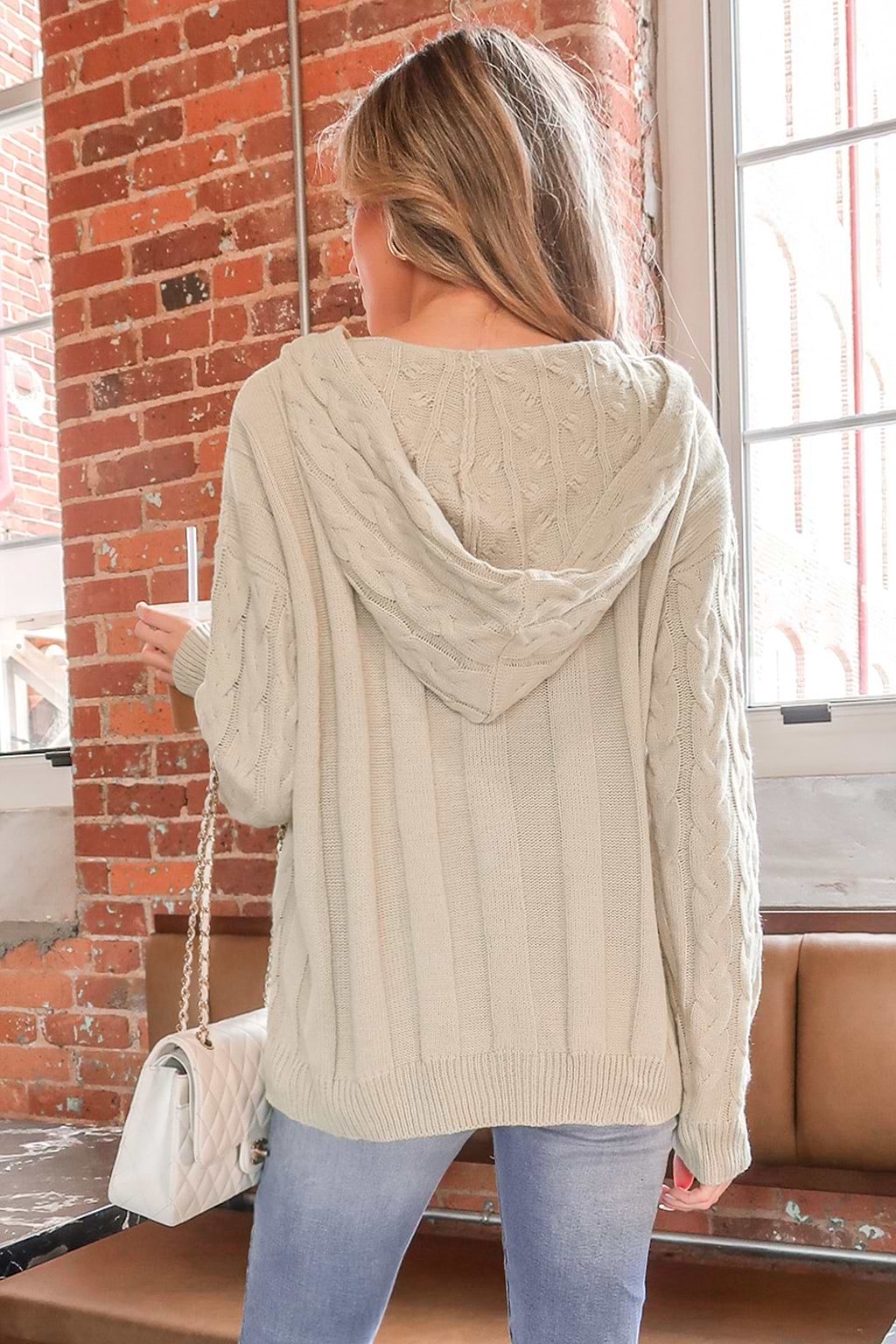 Cable Knit Hooded Sweater