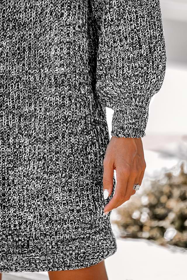 Marled Knit One-Shoulder Sweater Dress