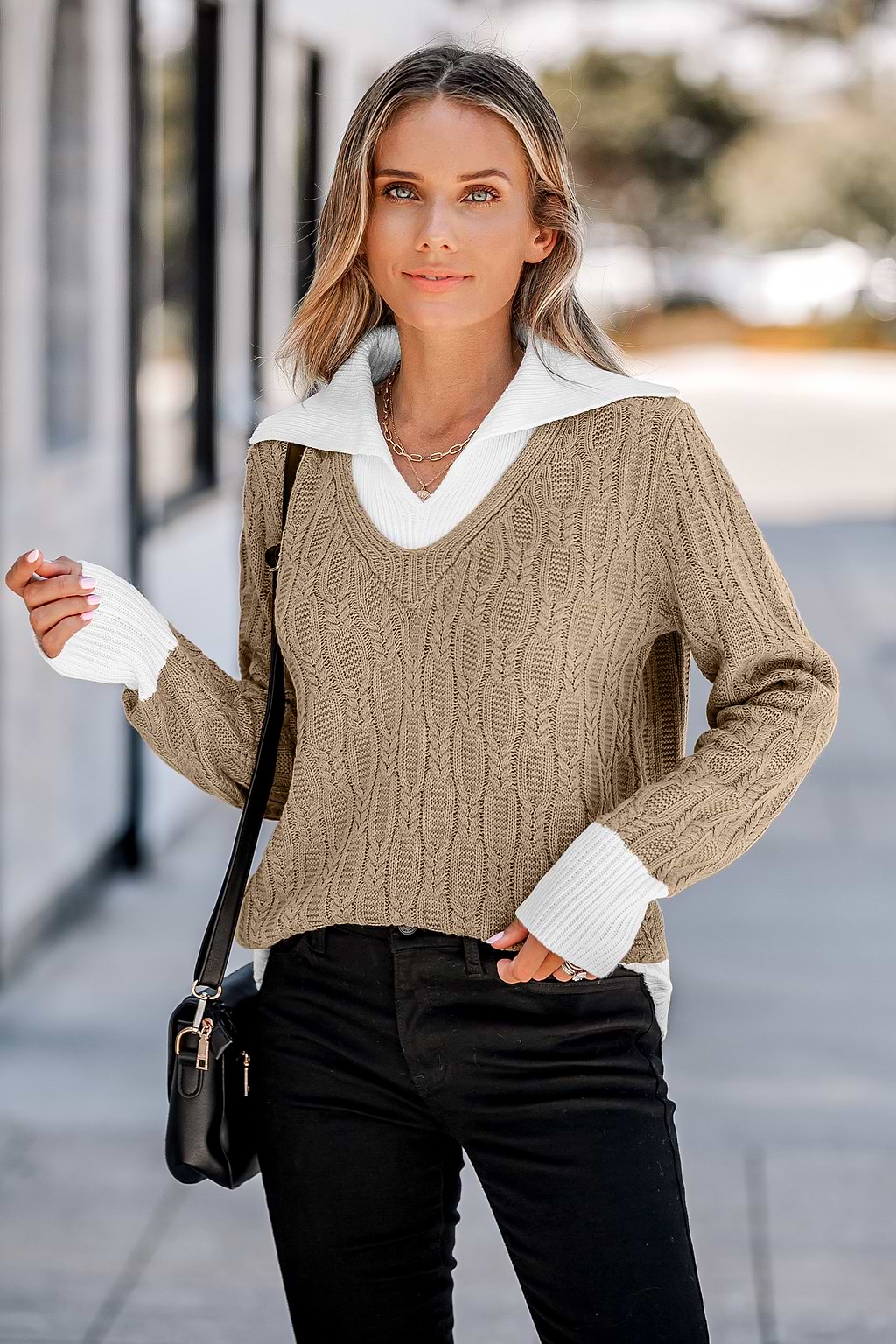 Cable Knit Combo Sweater