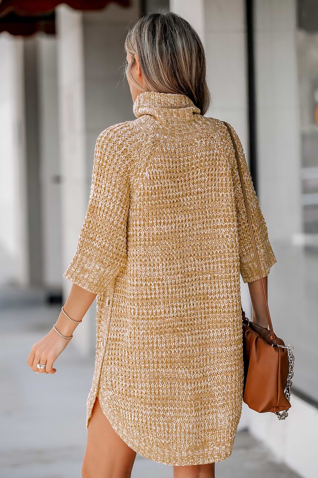 Chunky Knit Turtleneck Sweater Dress