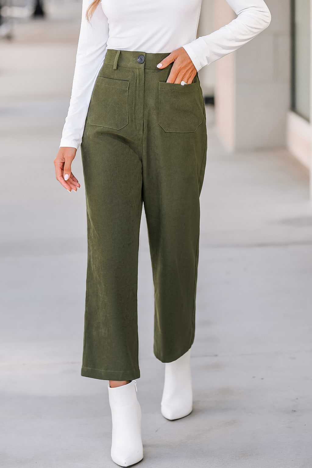 Olive Green High Waist Pants