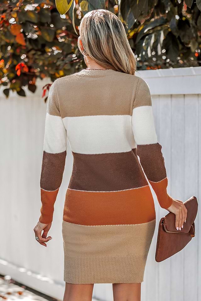 Striped Bodycon Sweater Dress