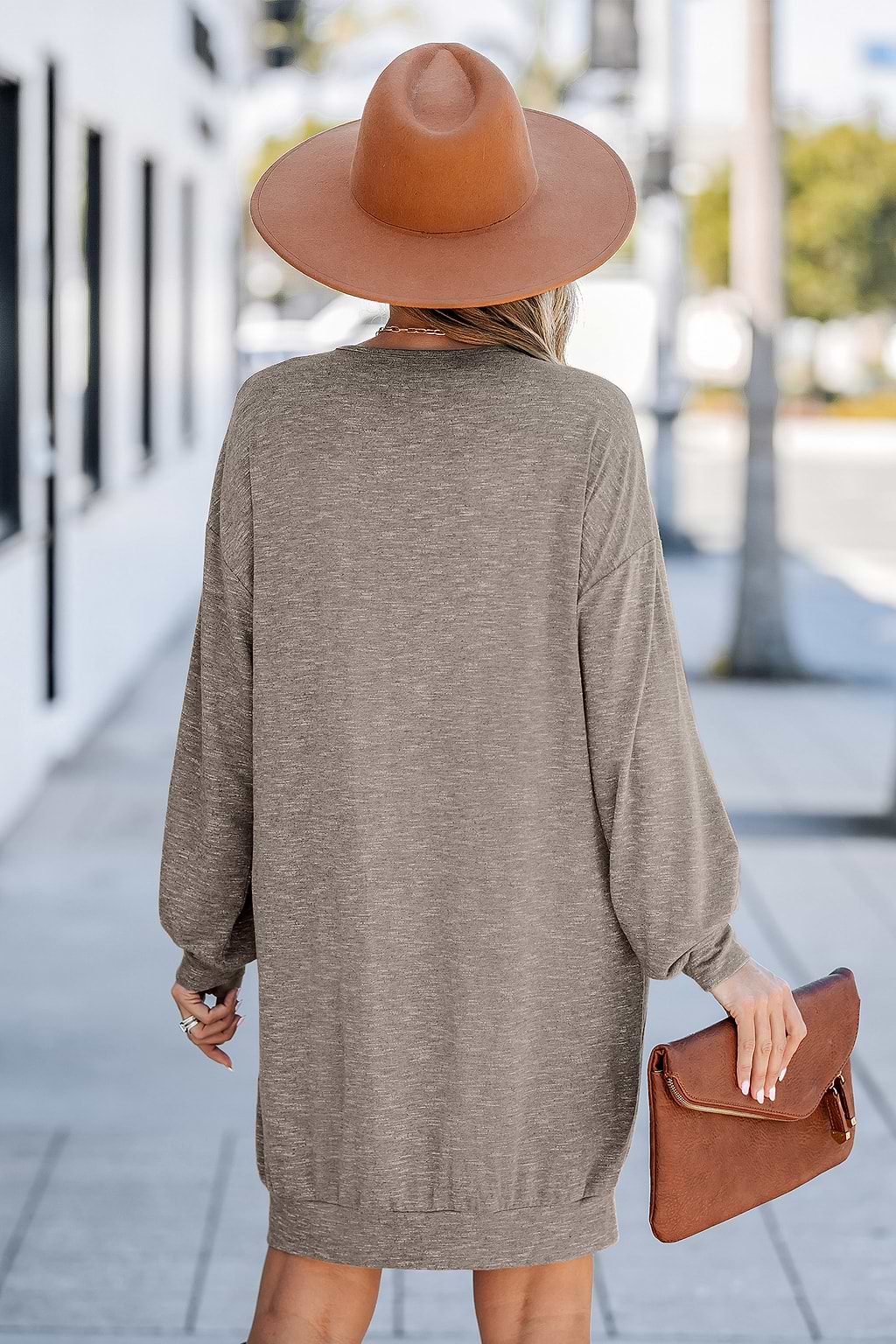 Minivestido de punto jaspeado con cuello en V