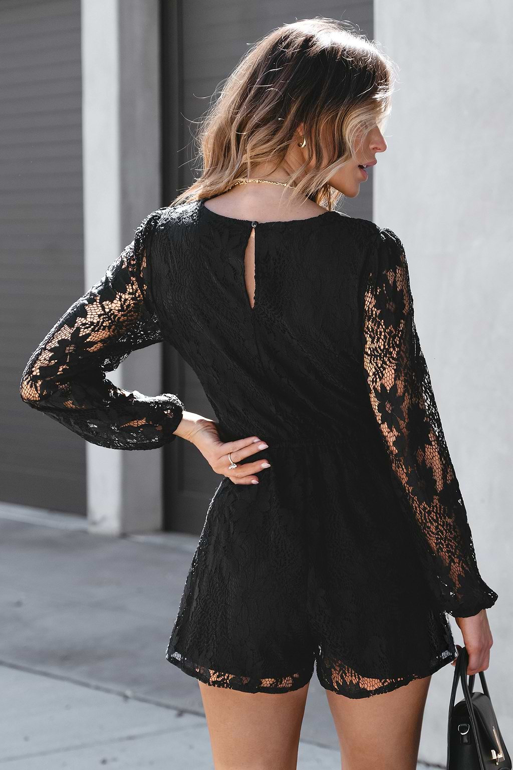 Floral Lace Belted Romper