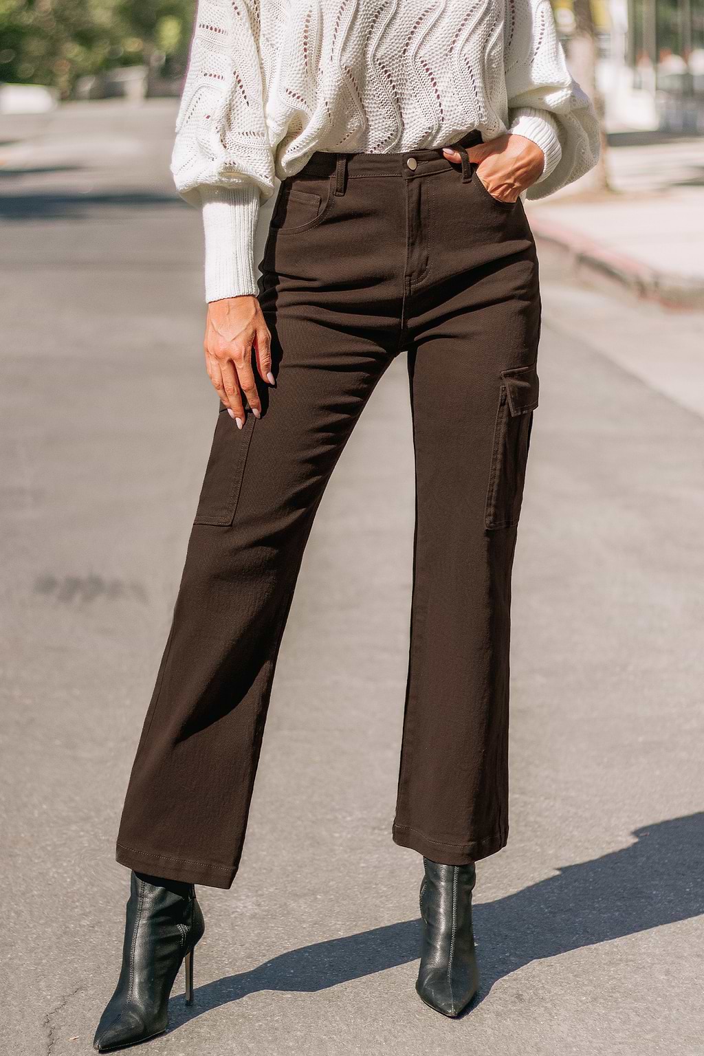 Espresso High Waist Cargo Pants