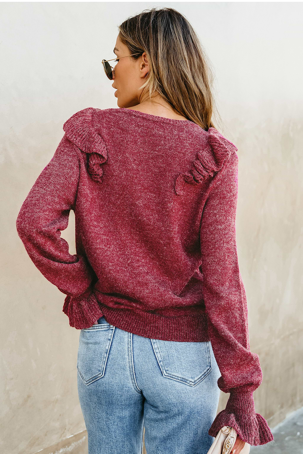 Summer Sweaters Ruffled Ruffled Trumpet Sleeve Sweater
