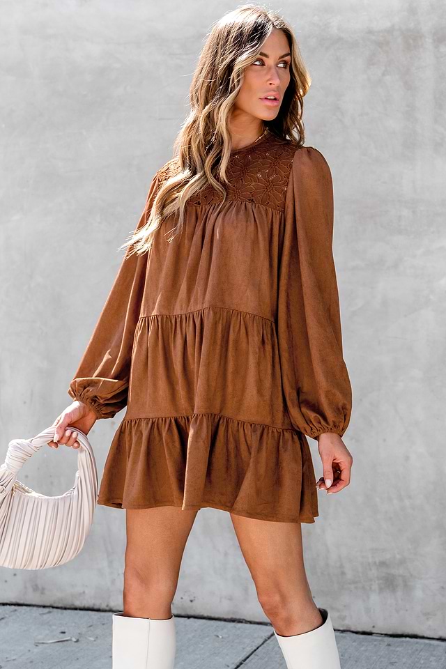 Floral Lace Velvet Mini Dress