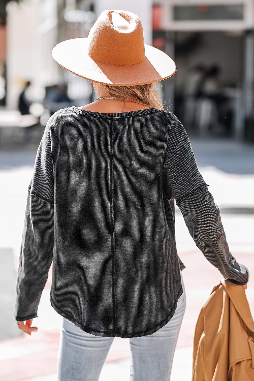 Jersey de punto tipo gofre en gris oscuro