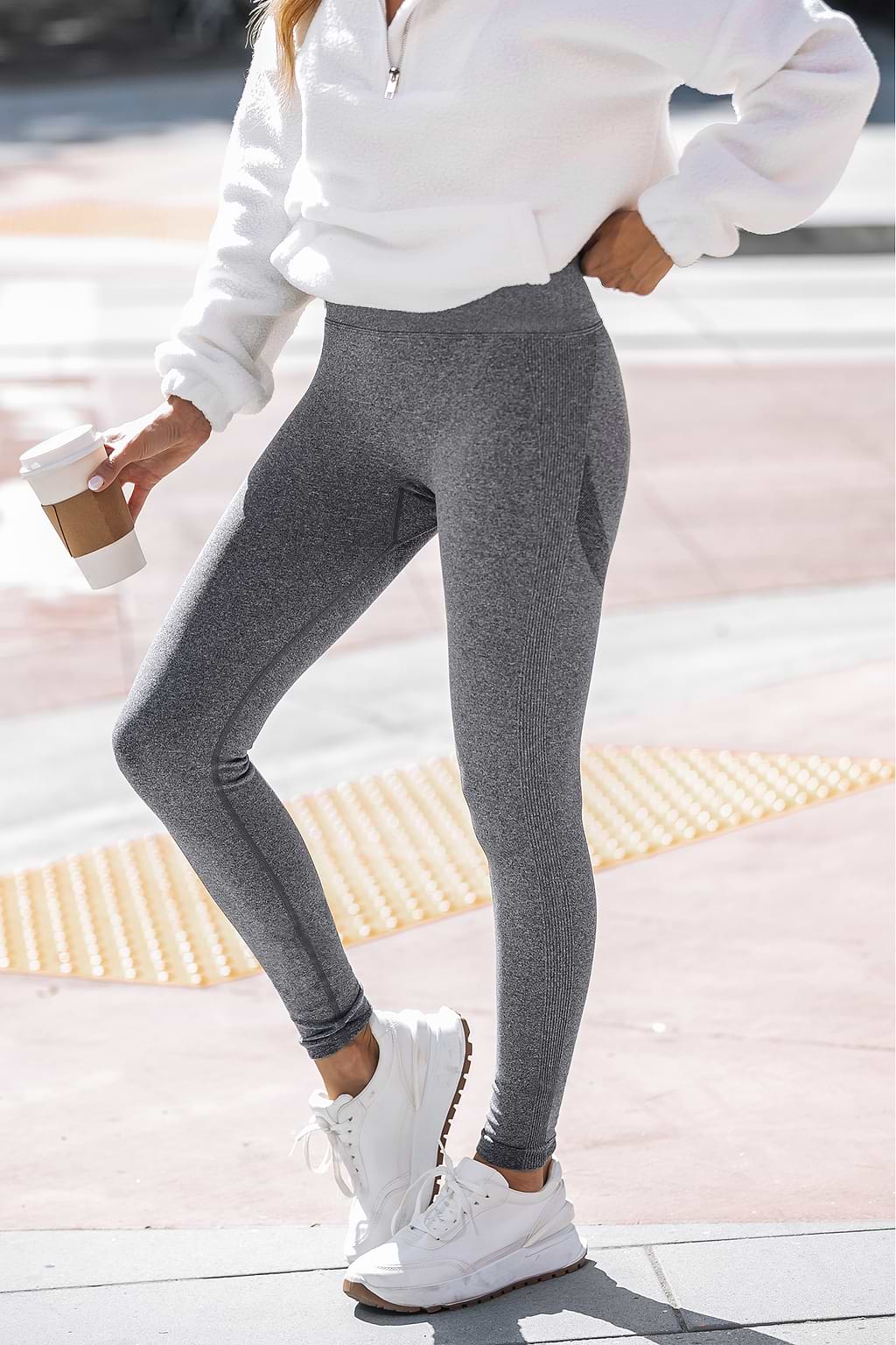 Heathered Knit High Waist Leggings