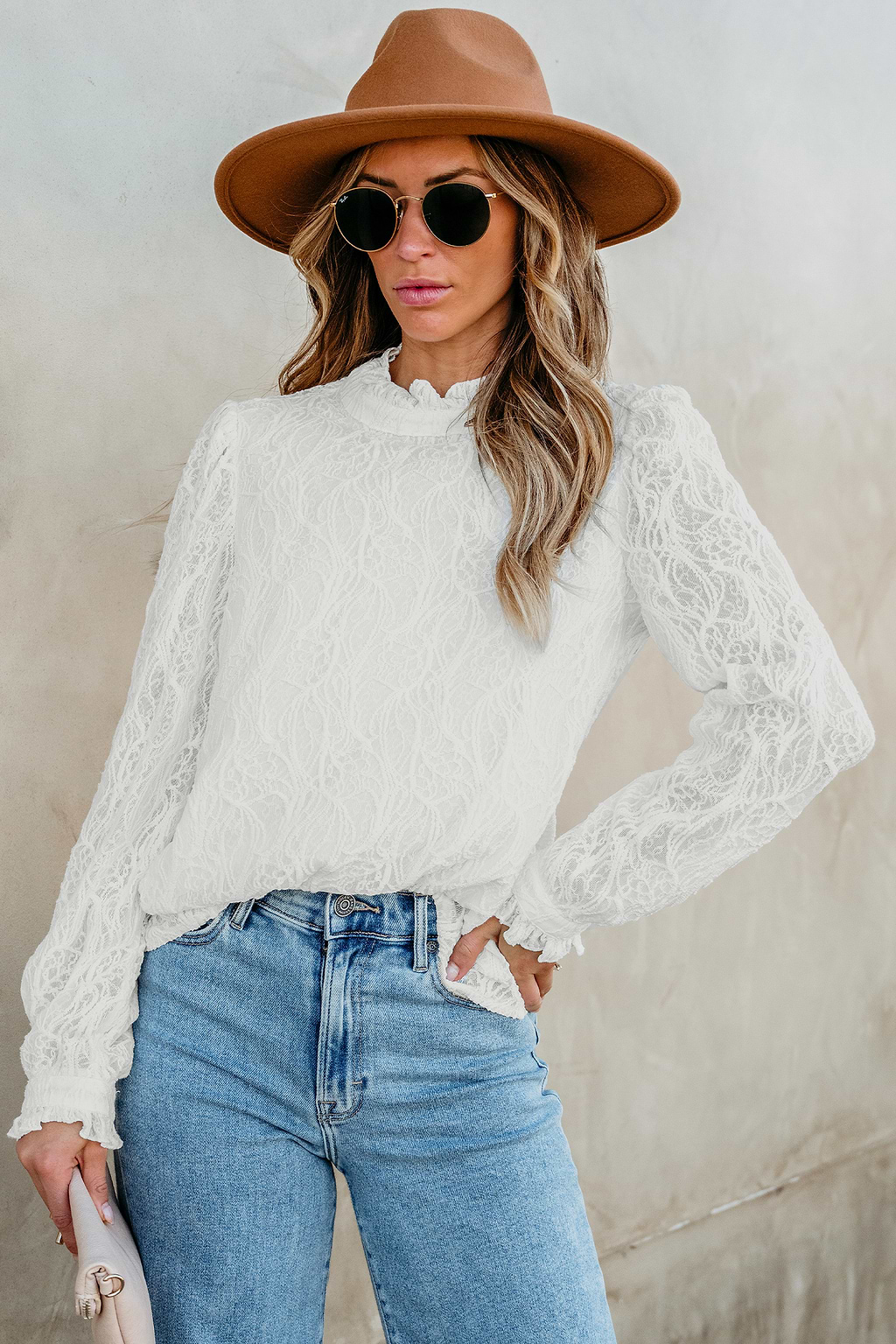 Turtleneck Frill Long Sleeve Top