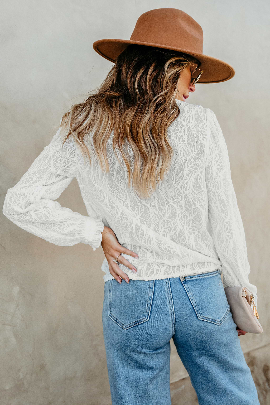 Turtleneck Frill Long Sleeve Top