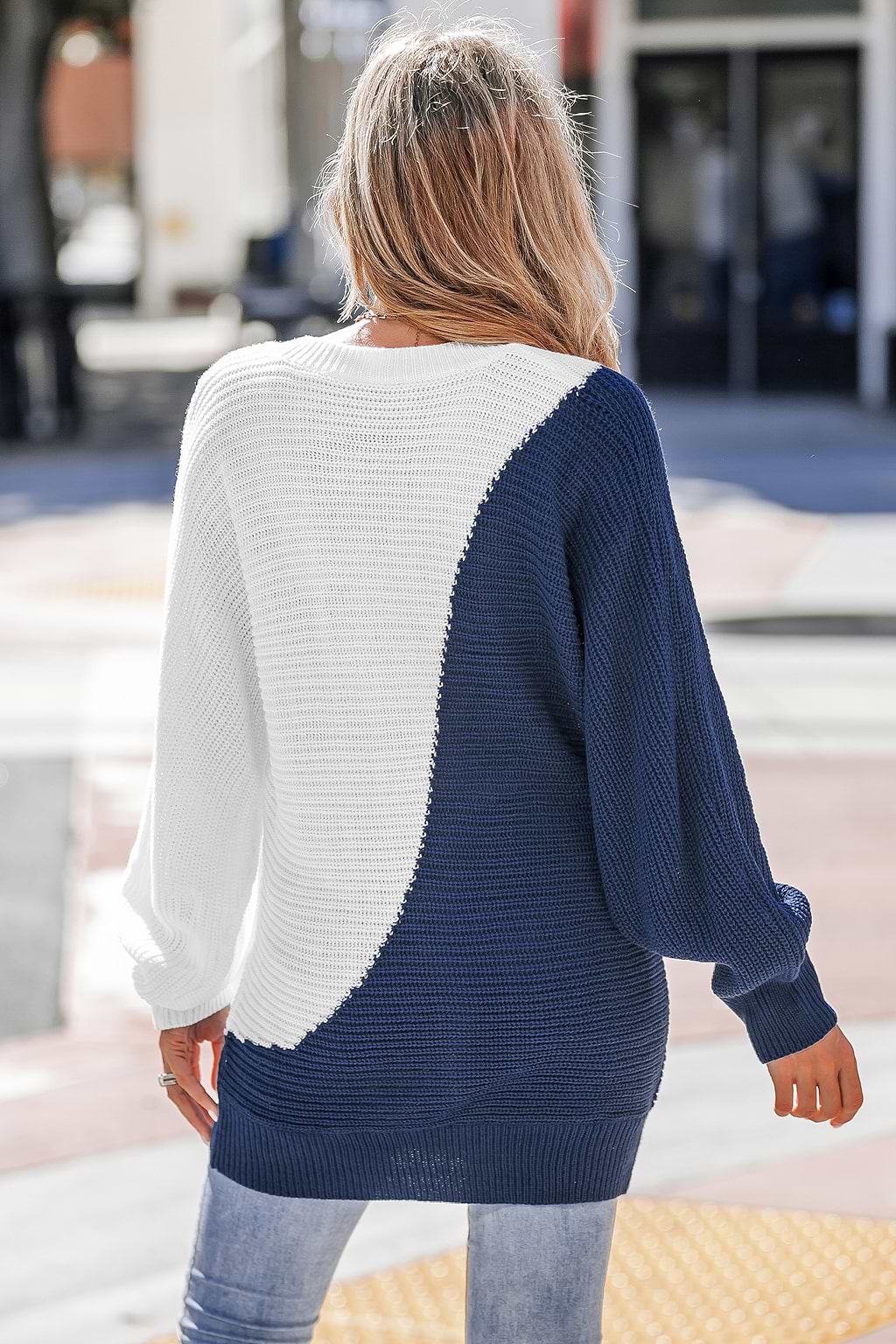 Ribbed Knit Two-Tone Sweater