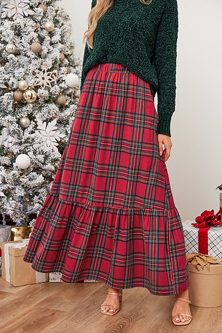 maxi skirt green and red plaid mini skirt
