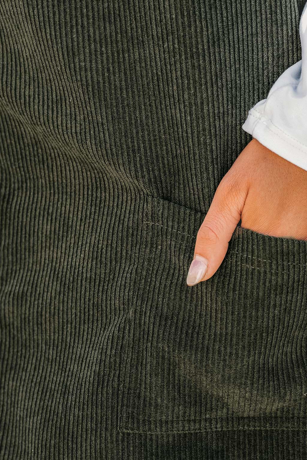 Corduroy Square Neck Mini Overall Dress