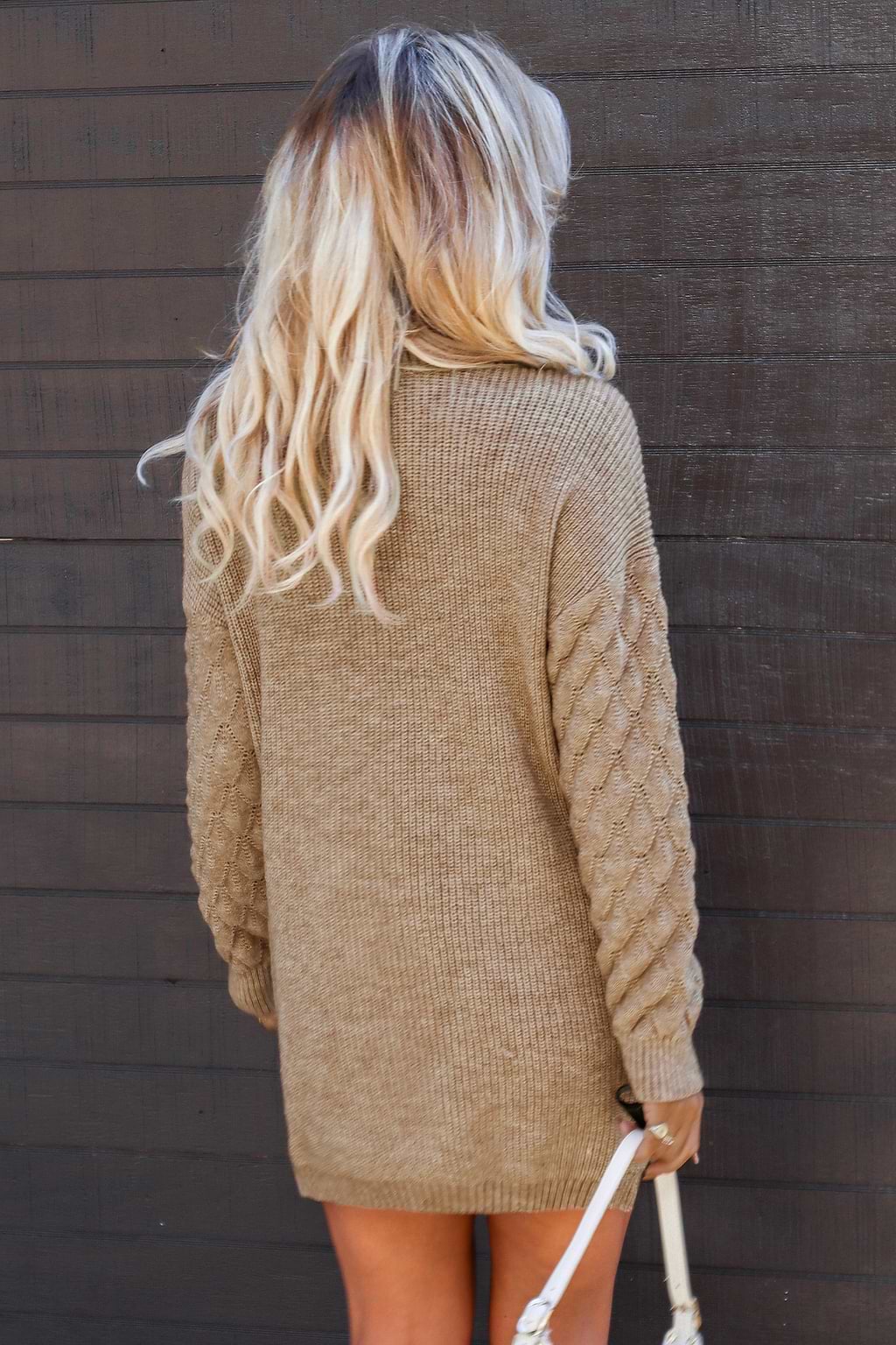 Rib Knit Turtleneck Sweater Dress