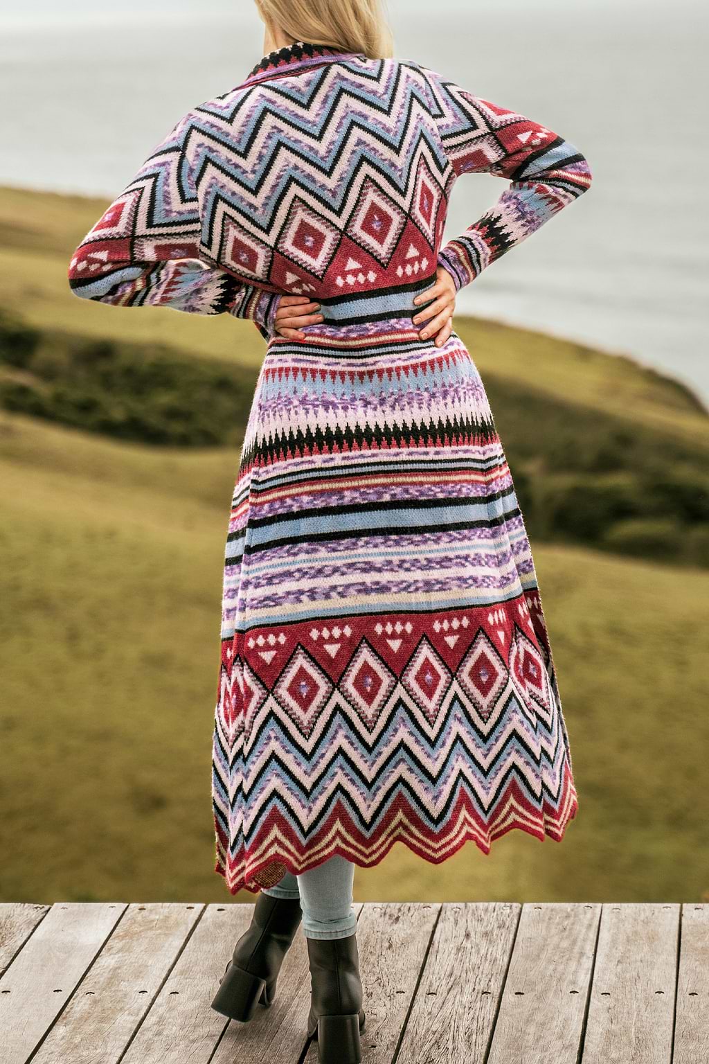 Langer Mantel mit Tribal-Print