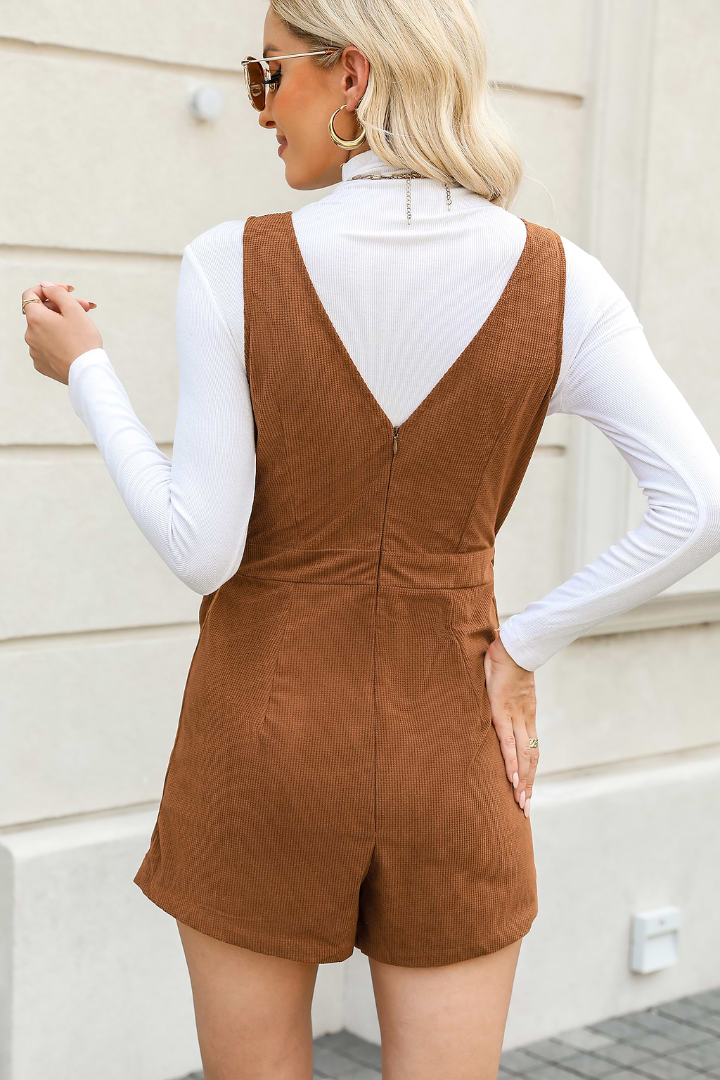 Sleeveless Overlap Collar Romper