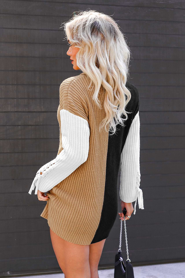 Colorblock Turtleneck Mini Sweater Dress Colorblock Turtleneck Mini Sweater Dress