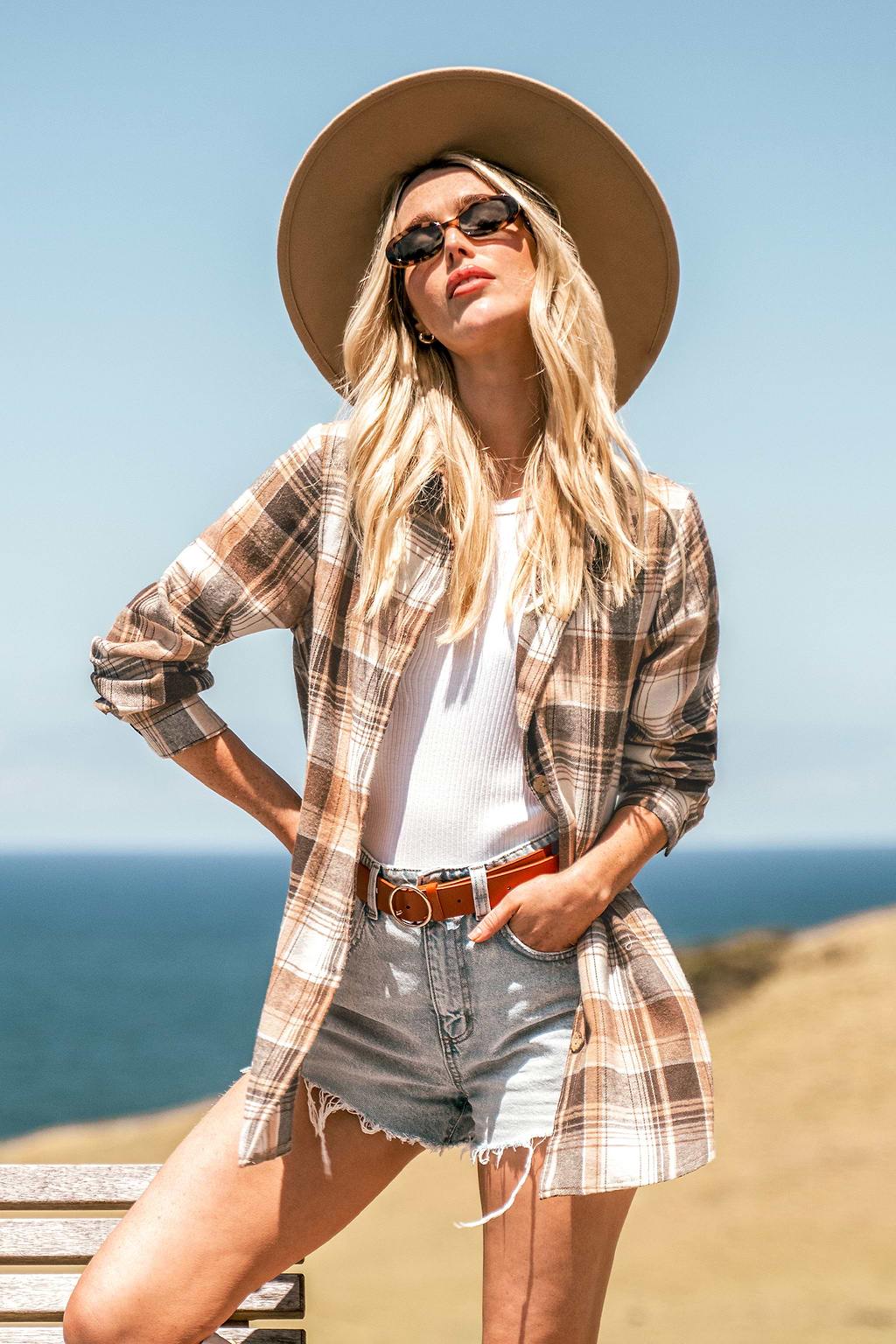 Button-Front Plaid Shacket