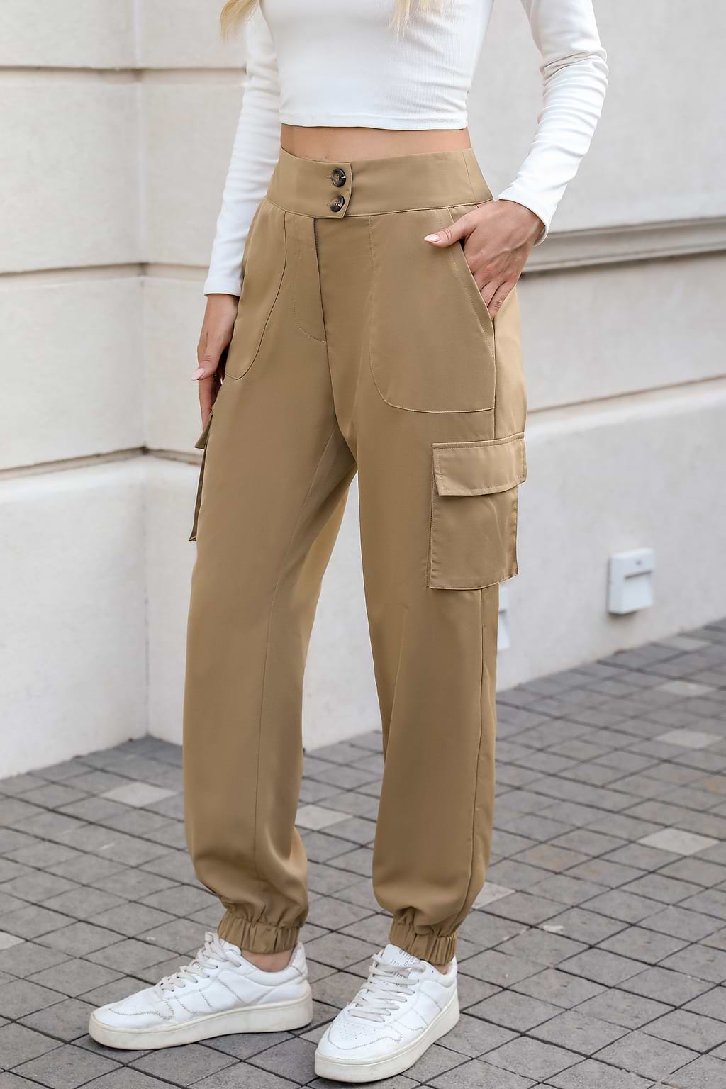 Tapered High Waist Cargo Pants