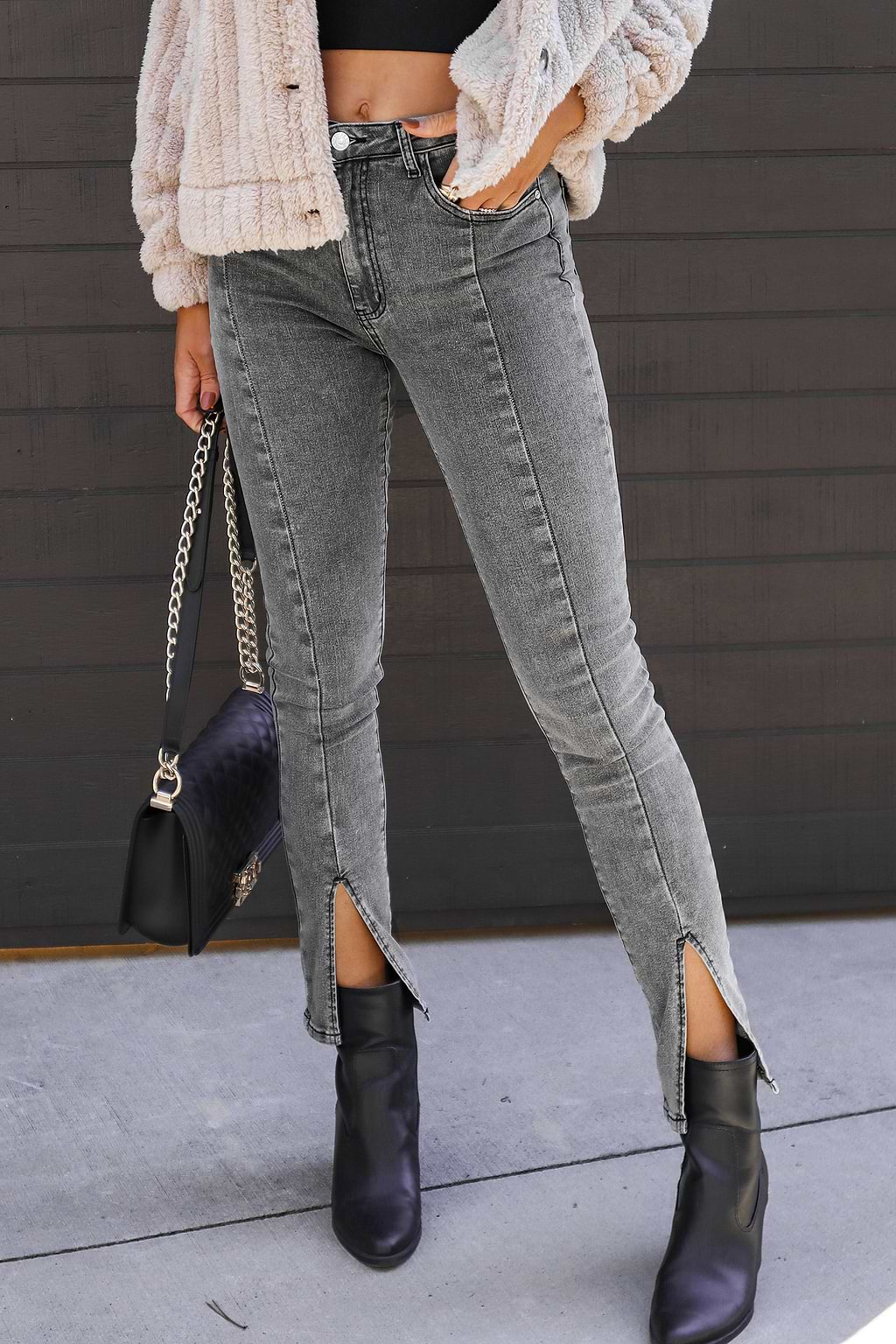 Pocket Split Skinny Jeans