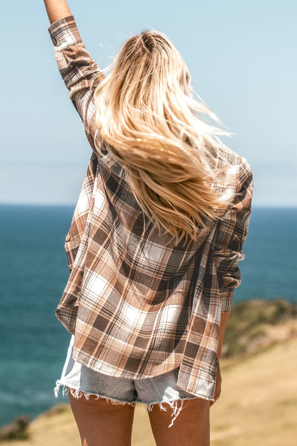 Button-Front Plaid Shacket