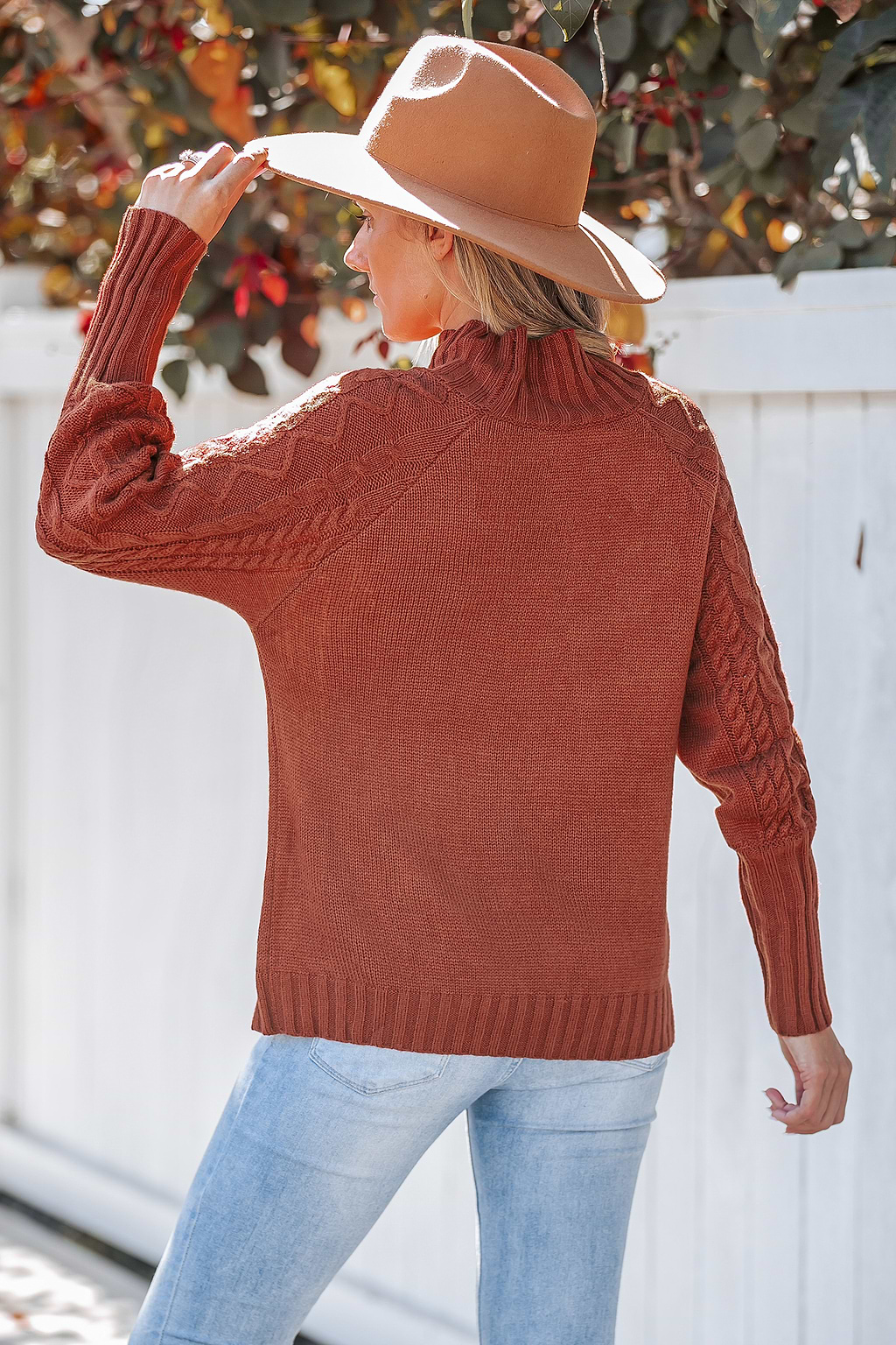 Cable Knit Lantern Sleeve Sweater