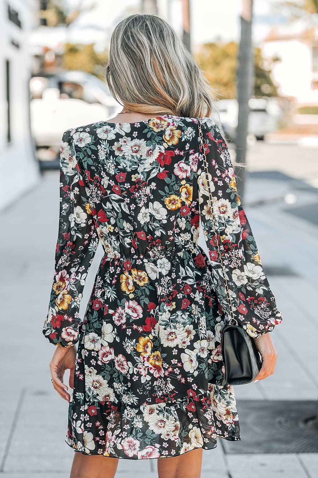 Ruffle V-neck Wrap Mini Dress