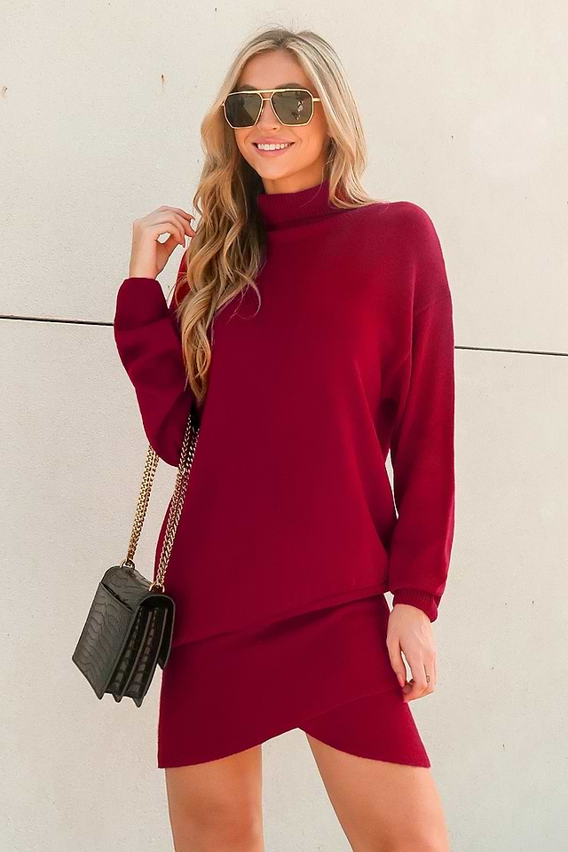 knee length dresses for ladies Long-Sleeve Bubble Hem Mini Dress in Black - 4
